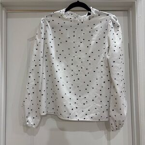 White with Black Hearts Women's Top